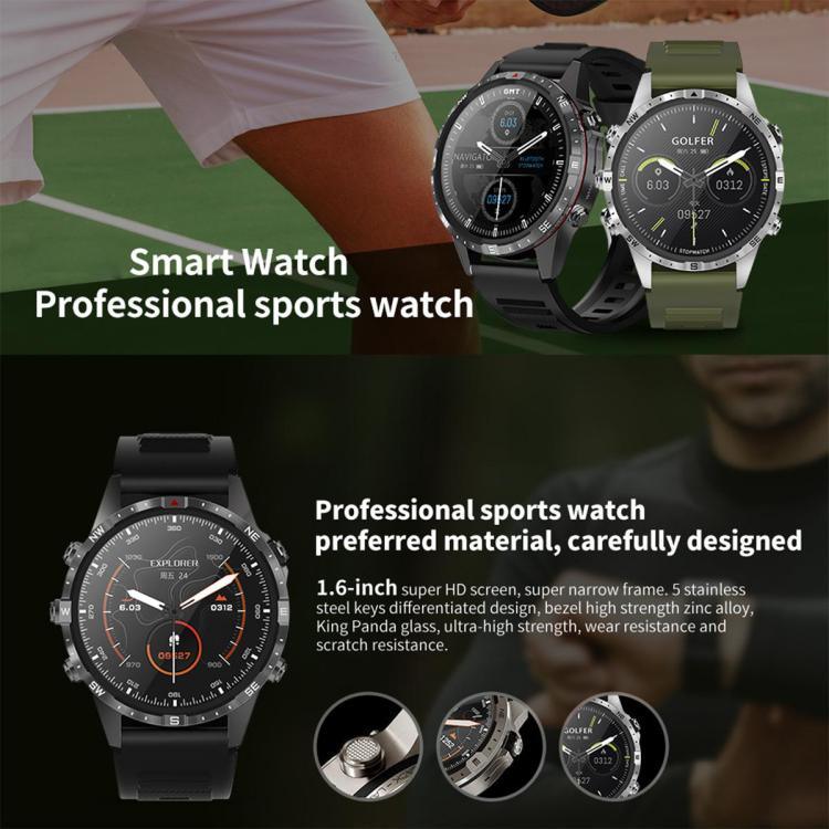 Montre connectée étanche HAMTOD GT45 de 1,6 pouce, compatible avec les appels Bluetooth, la surveillance de la fréquence cardiaque et de l'oxygène sanguin.