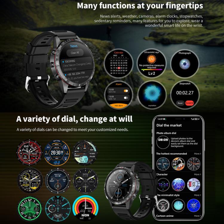 Montre connectée étanche HAMTOD GT45 de 1,6 pouce, compatible avec les appels Bluetooth, la surveillance de la fréquence cardiaque et de l'oxygène sanguin.