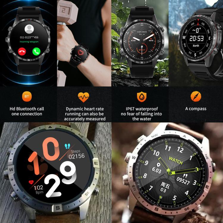 Montre connectée étanche HAMTOD GT45 de 1,6 pouce, compatible avec les appels Bluetooth, la surveillance de la fréquence cardiaque et de l'oxygène sanguin.
