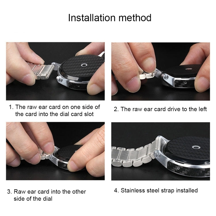 Bracelet en acier inoxydable à boucle papillon et 3 perles pour montre connectée Samsung Gear S2 Classic