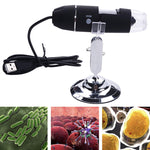 Microscope numérique USB avec capteur d'image 0,3 MP et grossissement 1000X, 8 LED et support professionnel, 1000X