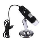 Microscope numérique USB avec capteur d'image 0,3 MP et grossissement 1000X, 8 LED et support professionnel, 1000X