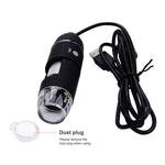 Microscope numérique USB avec capteur d'image 0,3 MP et grossissement 1000X, 8 LED et support professionnel, 1000X