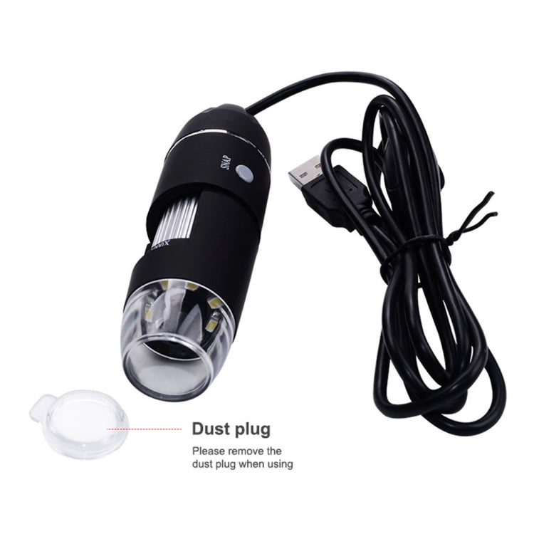 Microscope numérique USB avec capteur d'image 0,3 MP et grossissement 1000X, 8 LED et support professionnel, 1000X