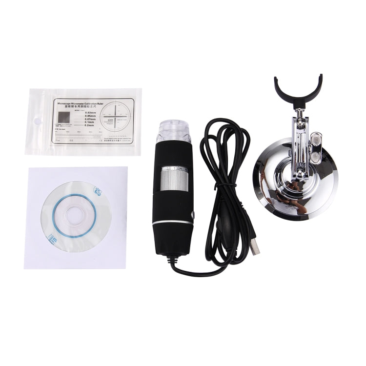 Microscope numérique USB avec capteur d'image 0,3 MP et grossissement 1000X, 8 LED et support professionnel, 1000X