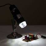 Microscope numérique USB avec capteur d'image 0,3 MP et grossissement 1000X, 8 LED et support professionnel, 1000X