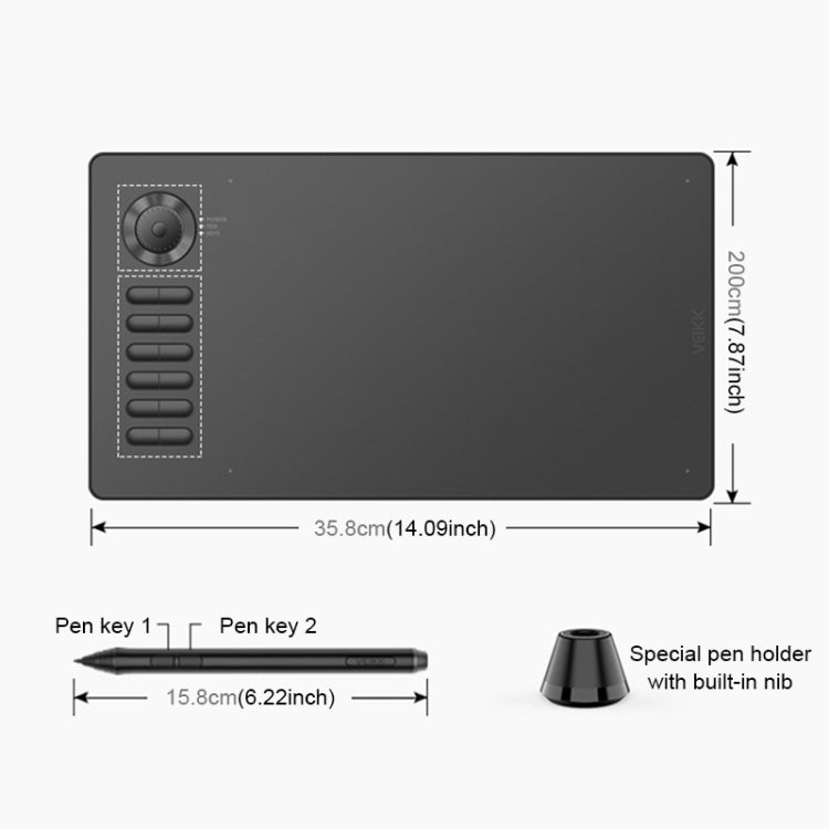 VEIKK A15PRO Tablette graphique électronique intelligente 10x6 pouces 5080 LPI Interface Type-C