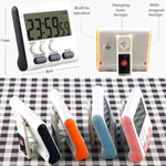 Minuteur de cuisine 24 heures Horloge numérique avec alarme Écran LCD Dos aimanté pour la cuisson et la pâtisserie