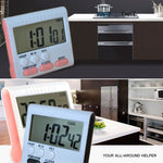 Minuteur de cuisine 24 heures Horloge numérique avec alarme Écran LCD Dos aimanté pour la cuisson et la pâtisserie