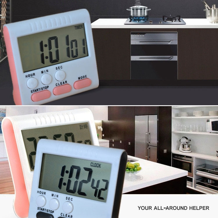 Minuteur de cuisine 24 heures Horloge numérique avec alarme Écran LCD Dos aimanté pour la cuisson et la pâtisserie