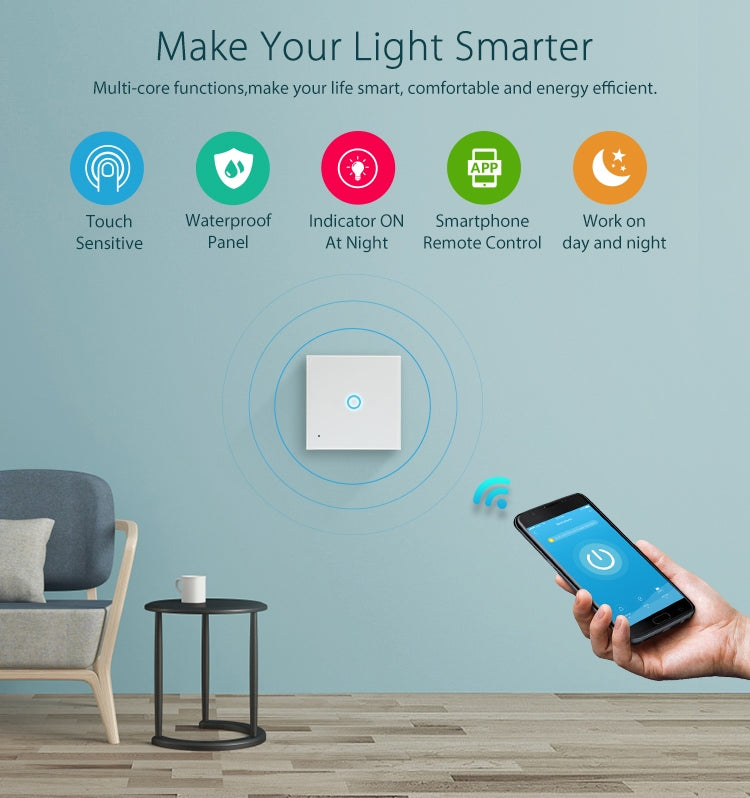 NEO NAS-SC01W Interrupteur de contrôle d’éclairage intelligent WiFi sans fil EU 1 gang