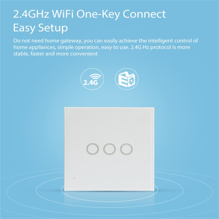 Interrupteur de contrôle d’éclairage intelligent WiFi sans fil NEO NAS-SC03W EU 3 voies, 3 voies