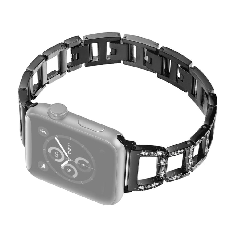 Bracelet de montre en acier inoxydable à motif diamant coloré pour Apple Watch Series 10 42 mm / 9, 8 et 7 41 mm / SE 3, SE 2, 6, SE 5 et 4 40 mm / 3, 2 et 1 38 mm