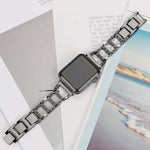 Bracelet de montre en acier inoxydable à motif diamant coloré pour Apple Watch Series 10 42 mm / 9, 8 et 7 41 mm / SE 3, SE 2, 6, SE 5 et 4 40 mm / 3, 2 et 1 38 mm