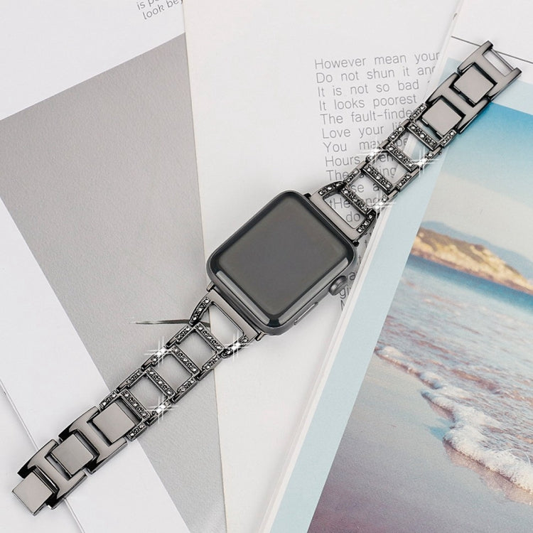 Bracelet de montre en acier inoxydable à motif diamant coloré pour Apple Watch Series 10 42 mm / 9, 8 et 7 41 mm / SE 3, SE 2, 6, SE 5 et 4 40 mm / 3, 2 et 1 38 mm