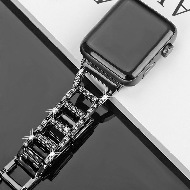 Bracelet de montre en acier inoxydable à motif diamant coloré pour Apple Watch Series 10 42 mm / 9, 8 et 7 41 mm / SE 3, SE 2, 6, SE 5 et 4 40 mm / 3, 2 et 1 38 mm