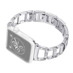 Bracelet de montre en acier inoxydable à motif diamant coloré pour Apple Watch Series 10 42 mm / 9, 8 et 7 41 mm / SE 3, SE 2, 6, SE 5 et 4 40 mm / 3, 2 et 1 38 mm