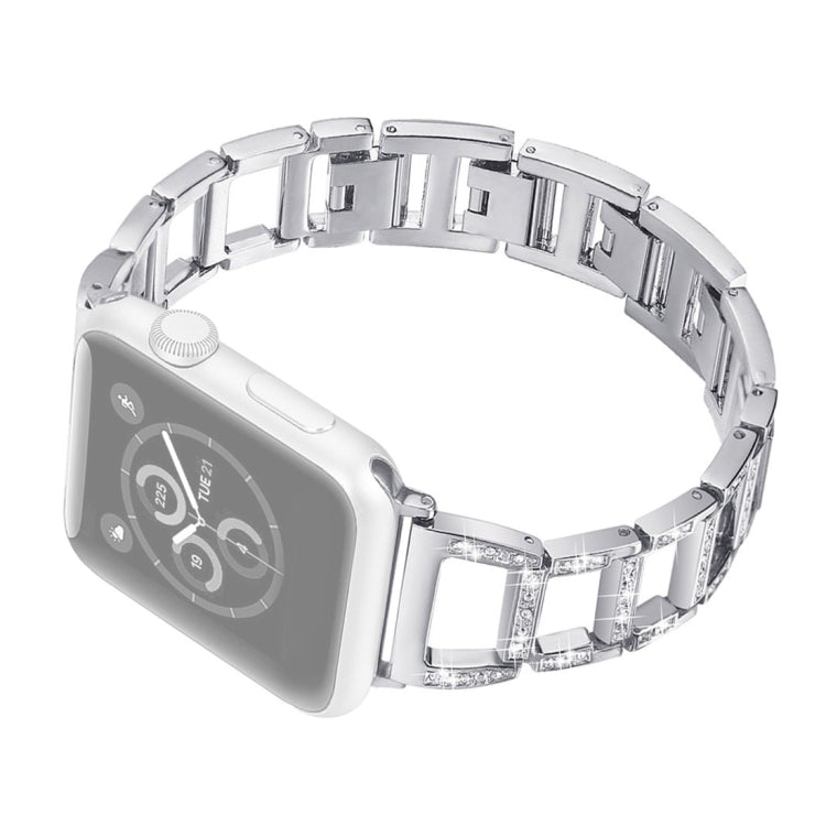 Bracelet de montre en acier inoxydable à motif diamant coloré pour Apple Watch Series 10 42 mm / 9, 8 et 7 41 mm / SE 3, SE 2, 6, SE 5 et 4 40 mm / 3, 2 et 1 38 mm