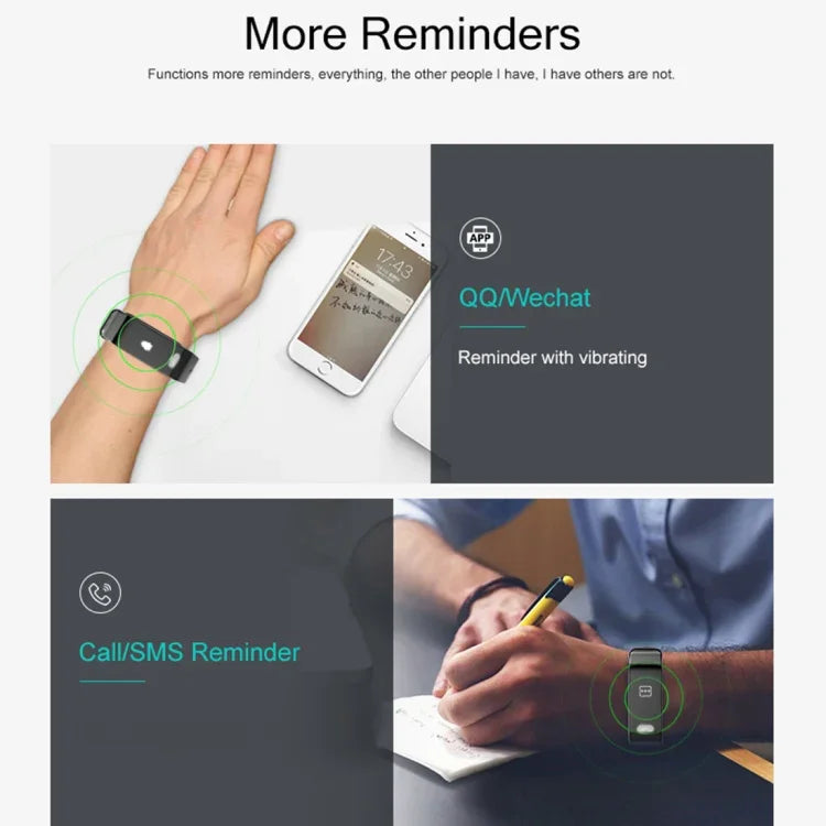 TLW T6 Bracelet connecté avec écran OLED de 0,96 pouce, prise en charge des modes sportifs / ECG / Moniteur de fréquence cardiaque / Tensiomètre / Moniteur de sommeil, T6 Noir, T6 Bleu, T6 Rouge