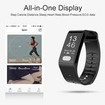 TLW T6 Bracelet connecté avec écran OLED de 0,96 pouce, prise en charge des modes sportifs / ECG / Moniteur de fréquence cardiaque / Tensiomètre / Moniteur de sommeil, T6 Noir, T6 Bleu, T6 Rouge