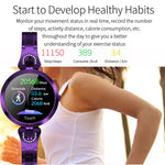 Bracelet connecté AK15 pour femme, écran LCD couleur 1,08 pouce, étanche IP67, compatible avec le suivi de la fréquence cardiaque, du sommeil et la prise de photos à distance.