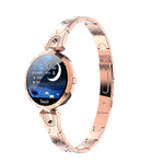 Bracelet connecté AK15 pour femme, écran LCD couleur 1,08 pouce, étanche IP67, compatible avec le suivi de la fréquence cardiaque, du sommeil et la prise de photos à distance.
