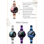 Bracelet connecté AK15 pour femme, écran LCD couleur 1,08 pouce, étanche IP67, compatible avec le suivi de la fréquence cardiaque, du sommeil et la prise de photos à distance.
