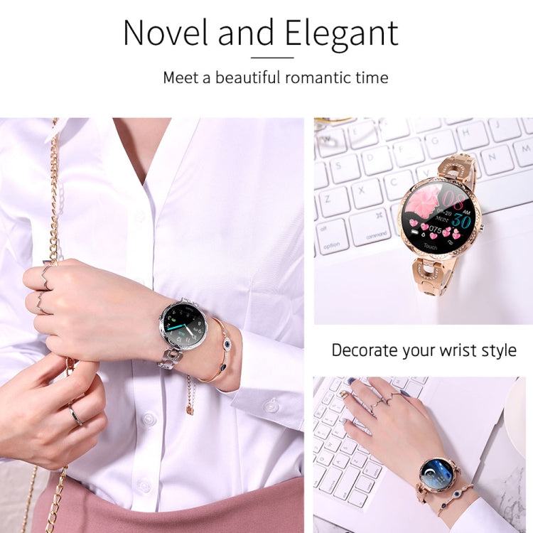 Bracelet connecté AK15 pour femme, écran LCD couleur 1,08 pouce, étanche IP67, compatible avec le suivi de la fréquence cardiaque, du sommeil et la prise de photos à distance.