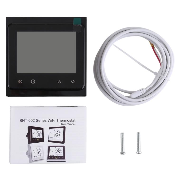 BHT-002GBLW Thermostat d'ambiance numérique LCD type chauffage électronique 16A avec capteur et affichage horaire, Contrôle WiFi, BHT-002GBLW 16A (Noir) type chauffage électronique, BHT-002GBLW 16A (Blanc) type chauffage électronique
