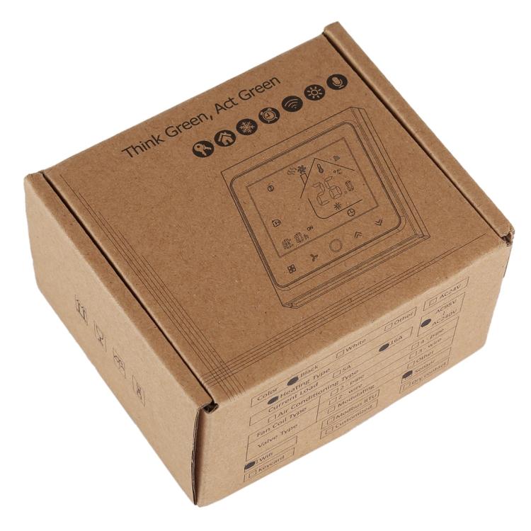BHT-002GBLW Thermostat d'ambiance numérique LCD type chauffage électronique 16A avec capteur et affichage horaire, Contrôle WiFi, BHT-002GBLW 16A (Noir) type chauffage électronique, BHT-002GBLW 16A (Blanc) type chauffage électronique