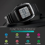 SKMEI 1278 Montre numérique étanche 50m à la mode pour extérieur Montre-bracelet sportive étudiante Supporte 5 groupes de réveils (Titane), SKMEI 1278