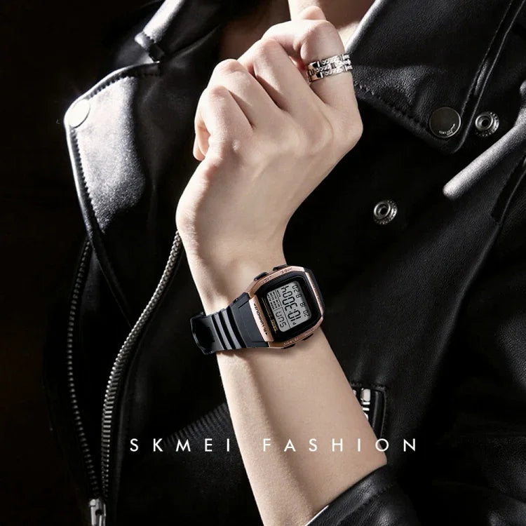 SKMEI 1278 Montre numérique étanche 50m à la mode pour extérieur Montre-bracelet sportive étudiante Supporte 5 groupes de réveils (Titane), SKMEI 1278