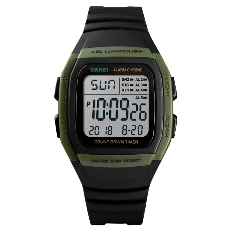 SKMEI 1278 Montre numérique étanche 50m à la mode pour extérieur Montre-bracelet sportive étudiante Supporte 5 groupes de réveils