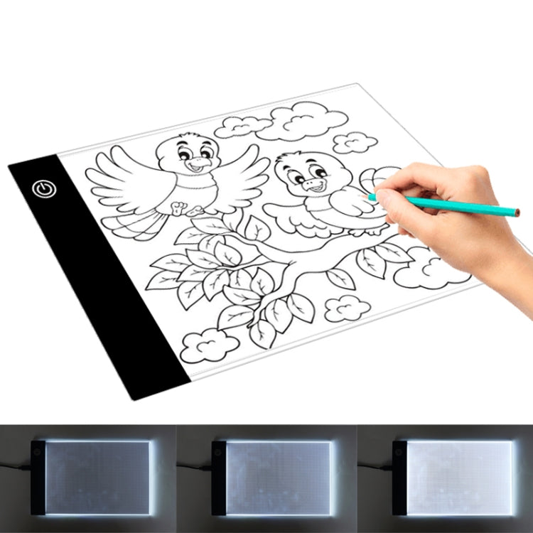 Tablette de traçage USB A5 en acrylique pour dessin et croquis d'anime, 2,2 W 5 V LED, trois niveaux de luminosité, intensité réglable