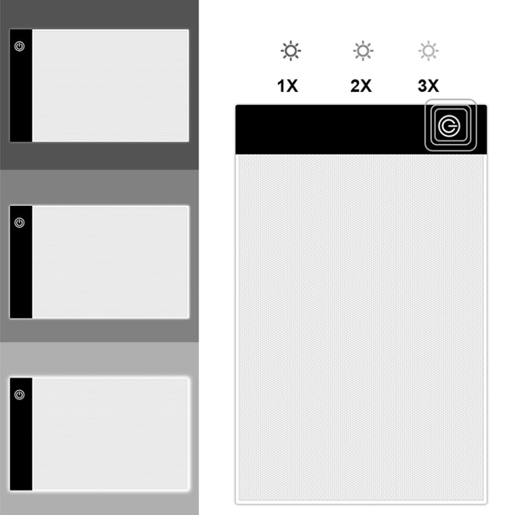 Tablette de traçage USB A5 en acrylique pour dessin et croquis d'anime, 2,2 W 5 V LED, trois niveaux de luminosité, intensité réglable