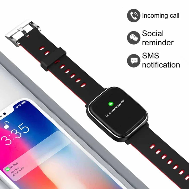 Montre connectée Q58S avec écran tactile TFT de 1,3 pouce, étanche IP67, avec rappel d'appel, surveillance de la fréquence cardiaque, de la pression artérielle et du sommeil.
