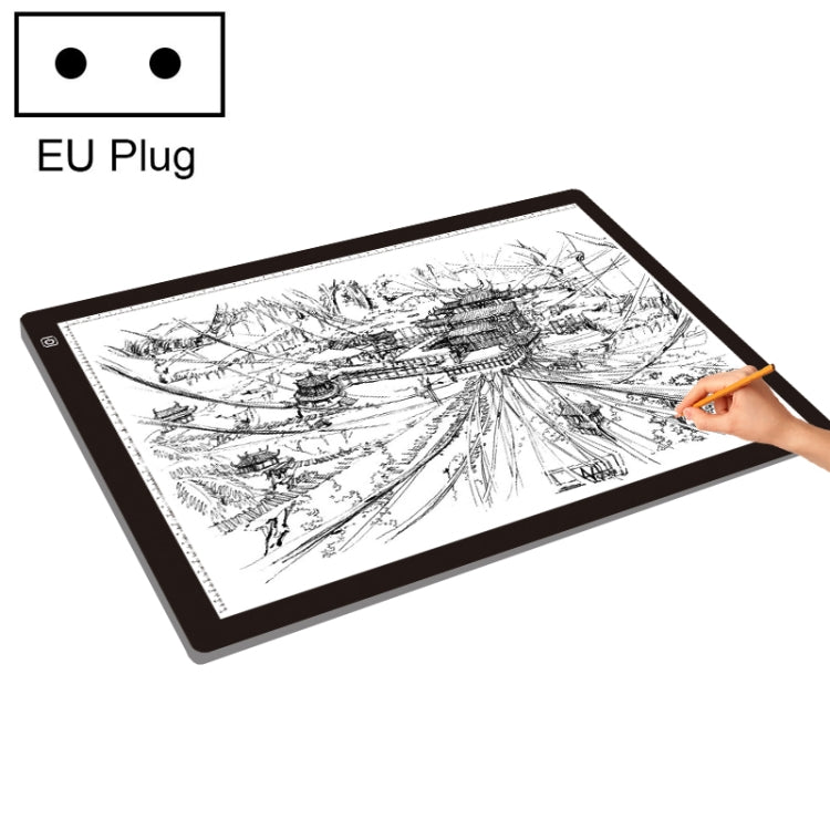 Planche de copie acrylique A2 LED 23W 12V Trois niveaux de luminosité Dimmable Tablette de dessin anime, prise EU, prise EU