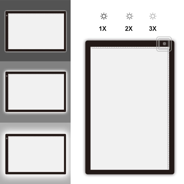 Planche de copie acrylique A2 LED 23W 12V Trois niveaux de luminosité Dimmable Tablette de dessin anime, prise EU, prise EU