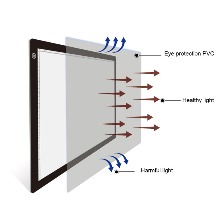 Planche de copie acrylique A2 LED 23W 12V Trois niveaux de luminosité Dimmable Tablette de dessin anime, prise EU, prise EU