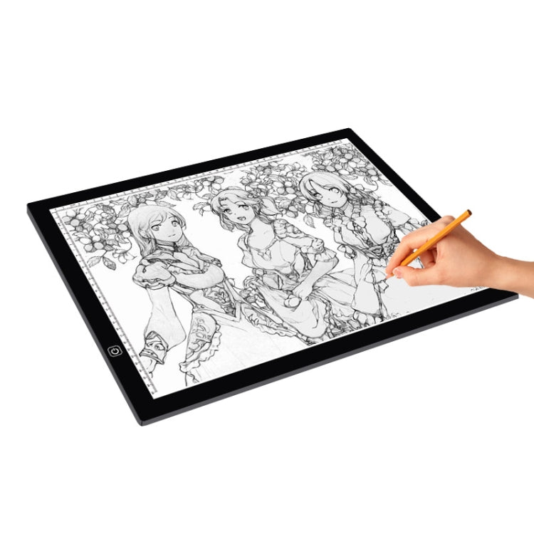 A3 8W 5V LED USB Planche à Copier Échelle Acrylique à Trois Niveaux de Luminosité Dimmable Bloc-Notes de Croquis Anime avec Câble USB, Trois Niveaux de Luminosité Dimmable avec Câble USB & Adaptateur Secteur