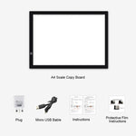 A3 8W 5V LED USB Planche à Copier Échelle Acrylique à Trois Niveaux de Luminosité Dimmable Bloc-Notes de Croquis Anime avec Câble USB, Trois Niveaux de Luminosité Dimmable avec Câble USB & Adaptateur Secteur