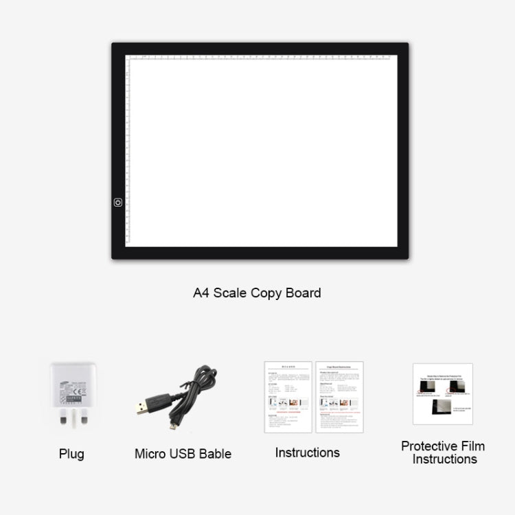A3 8W 5V LED USB Planche à Copier Échelle Acrylique à Trois Niveaux de Luminosité Dimmable Bloc-Notes de Croquis Anime avec Câble USB, Trois Niveaux de Luminosité Dimmable avec Câble USB & Adaptateur Secteur