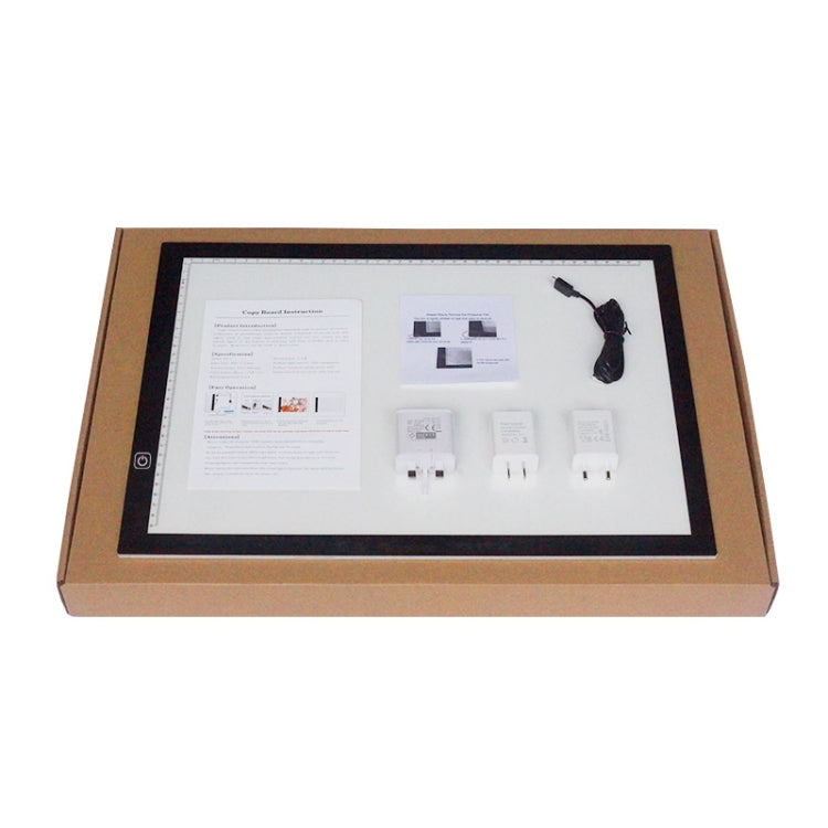 A3 8W 5V LED USB Planche à Copier Échelle Acrylique à Trois Niveaux de Luminosité Dimmable Bloc-Notes de Croquis Anime avec Câble USB, Trois Niveaux de Luminosité Dimmable avec Câble USB & Adaptateur Secteur