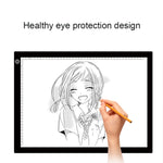 A3 8W 5V LED USB Planche à Copier Échelle Acrylique à Trois Niveaux de Luminosité Dimmable Bloc-Notes de Croquis Anime avec Câble USB, Trois Niveaux de Luminosité Dimmable avec Câble USB & Adaptateur Secteur