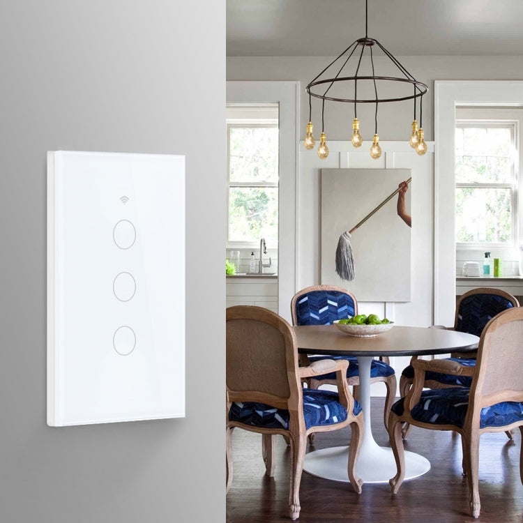 Interrupteur d'éclairage intelligent WiFi TC120, panneau tactile en verre, commande vocale, interrupteur mural sans fil compatible Alexa Echo / Google Home
