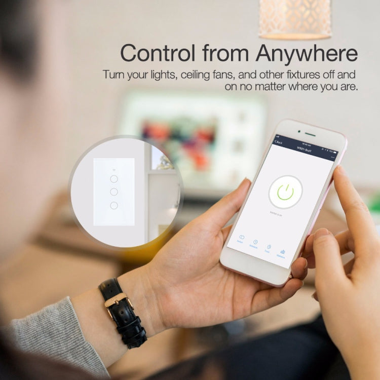 Interrupteur d'éclairage intelligent WiFi TC120, panneau tactile en verre, commande vocale, interrupteur mural sans fil compatible Alexa Echo / Google Home