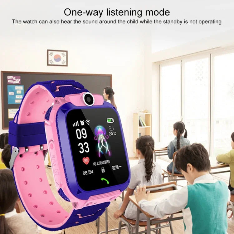 Montre connectée Q120 pour enfants avec écran couleur 1,44 pouce, étanche IP67, géolocalisation LBS, numérotation bidirectionnelle, premiers secours en un clic, écoute vocale et application Setracker.