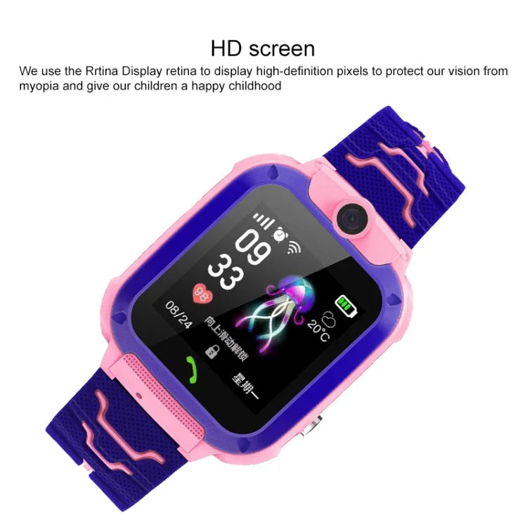 Montre connectée Q120 pour enfants avec écran couleur 1,44 pouce, étanche IP67, géolocalisation LBS, numérotation bidirectionnelle, premiers secours en un clic, écoute vocale et application Setracker.