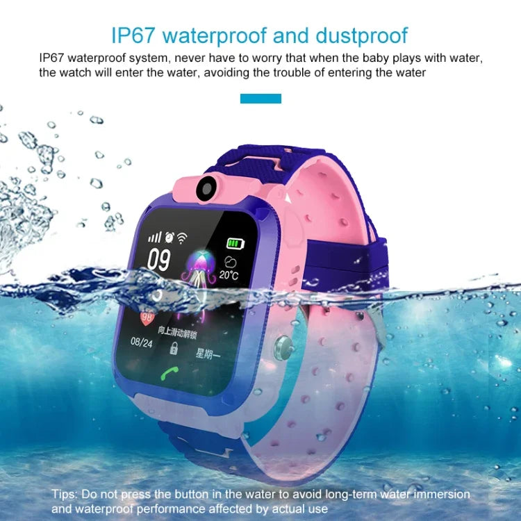 Montre connectée Q120 pour enfants avec écran couleur 1,44 pouce, étanche IP67, géolocalisation LBS, numérotation bidirectionnelle, premiers secours en un clic, écoute vocale et application Setracker.