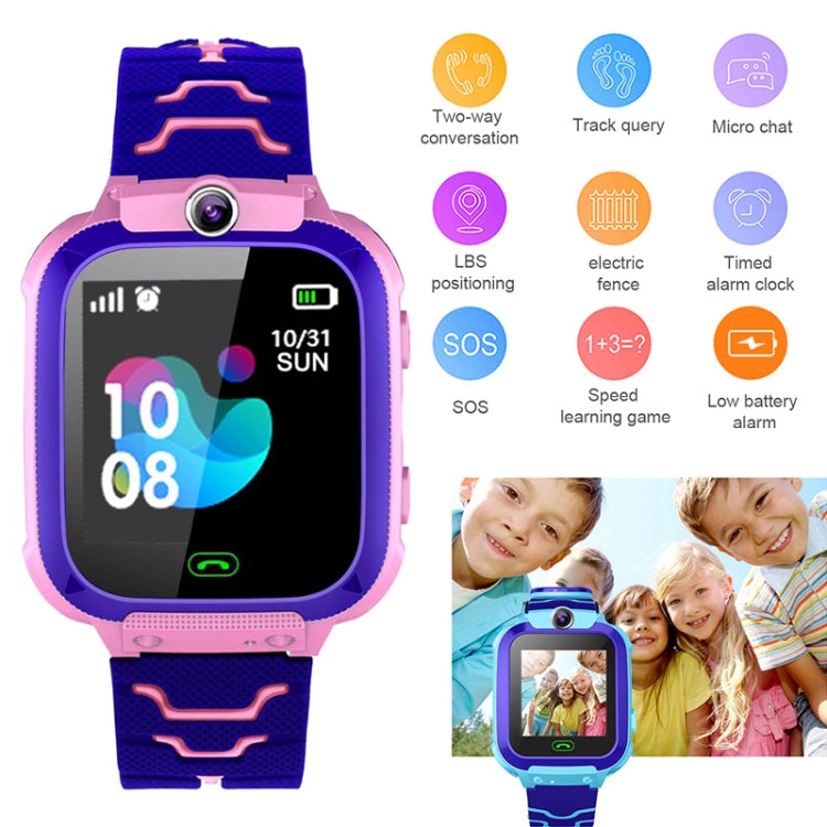Montre connectée Q12 pour enfants avec écran couleur de 1,44 pouce, non étanche, compatible avec la géolocalisation LBS, la numérotation bidirectionnelle, l'appel d'urgence, l'écoute vocale et l'application Setracker.